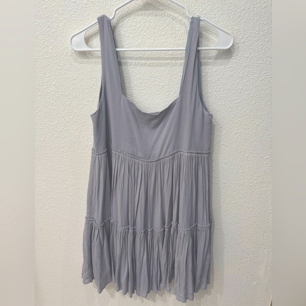 Forever 21 Mini Blue-Grey Tiered Babydoll Dress